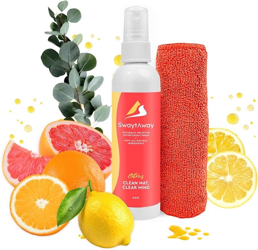 SwaytAway Fitness Mat Mist with Microfiber Towel 4oz Travel Size Citru