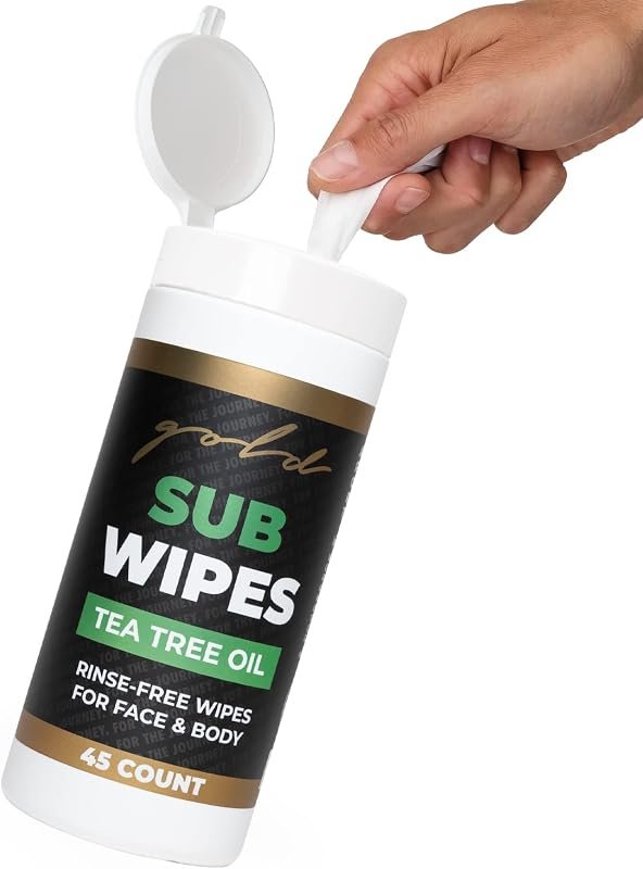 Gold BJJ Extra Large Tea Tree Oil Body Wipes - 45 Count Skin Cleansing