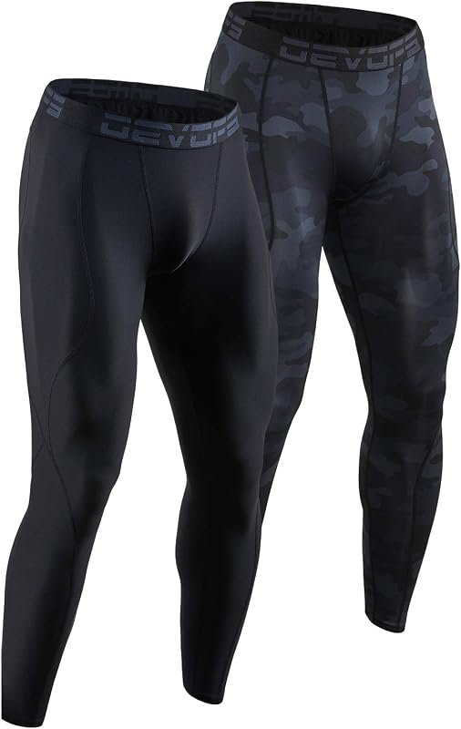 DEVOPS 2-3 Pack Men's Compression Pants Leggings with Pockets for Runn
