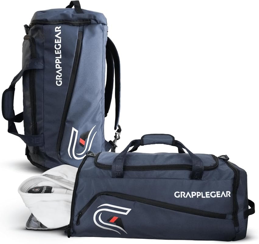 GrappleGear Heavy Duty 2-in-1 BJJ Duffel Bag and Backpack with Large W