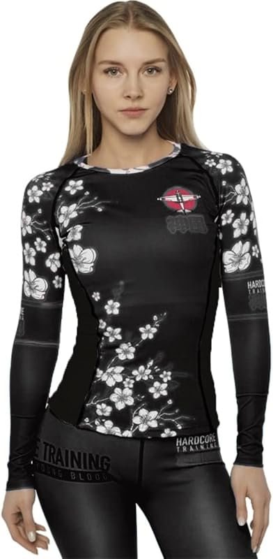 Hardcore Training Women's BJJ MMA Rash Guard Compression Top Ideal for