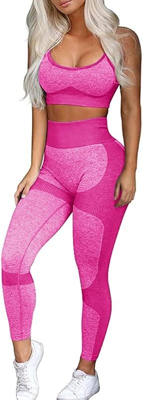 Womens Workout Sets 2 Piece Outfit with Seamless Leggings and Criss-Cr