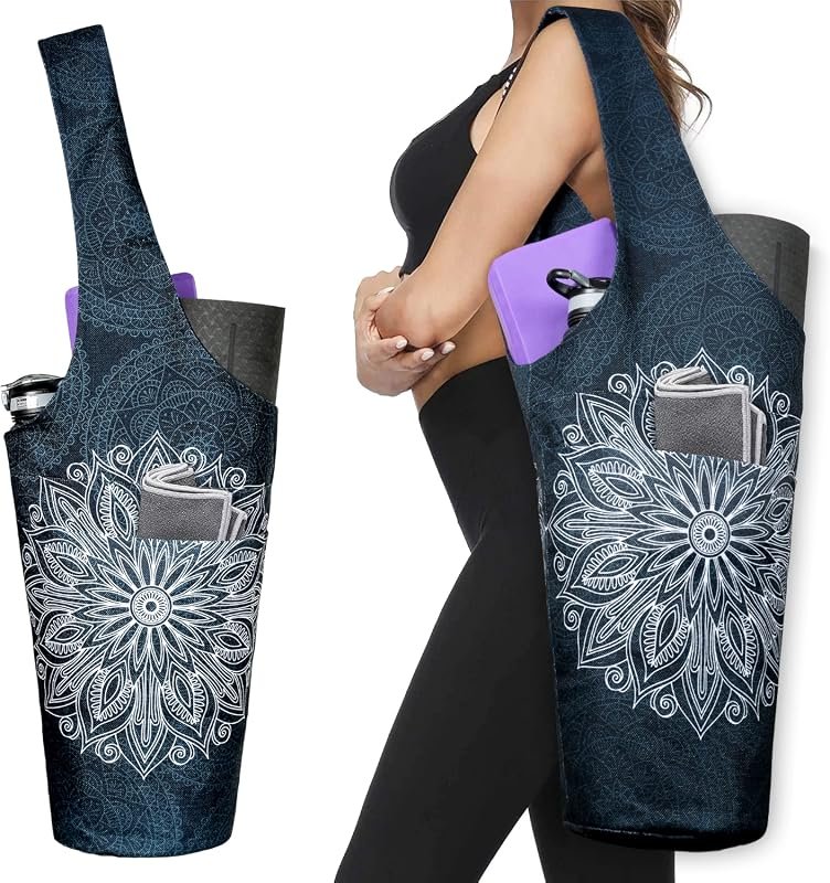 Extra Large Yoga Mat Bag Long Tote with Pockets for Accessories and Mo