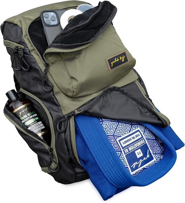 Gold BJJ Jiu Jitsu Backpack - Heavy Duty Gym Bag Featuring a Waterproo