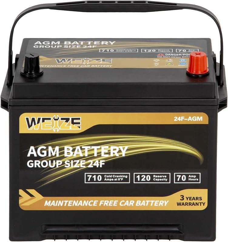 Weize Platinum AGM Group 24F Automotive Battery with 710 CCA, 120 RC, 