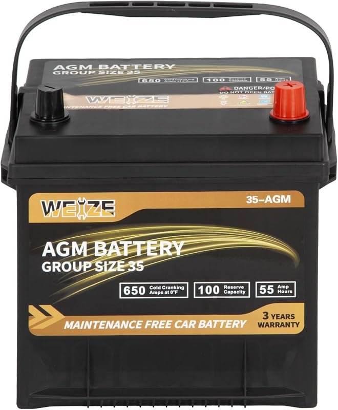 Weize Platinum AGM Battery BCI Group 35 Automotive Battery Featuring 6