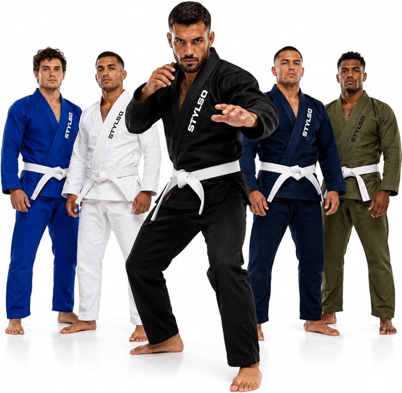 Premium Lightweight Men's BJJ Gi with Free Belt, Pearl Weave Jacket, a