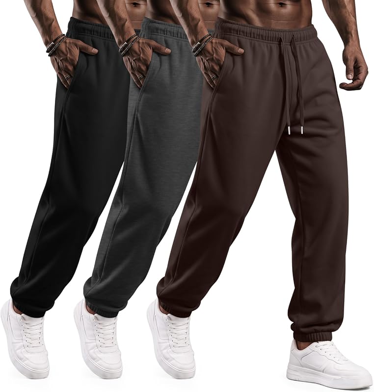 Huukeay 3 Pack Mens Baggy Sweatpants