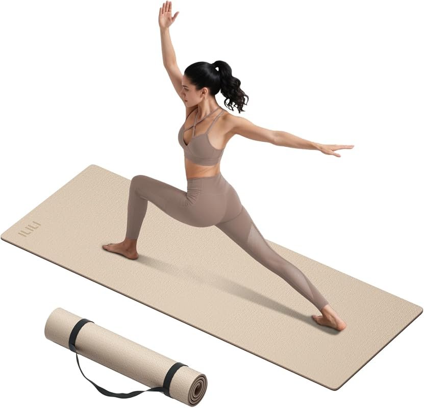 ILILI 10mm Extra Thick TPE Yoga Mat, 76x28 Inch Extra Long with Carryi