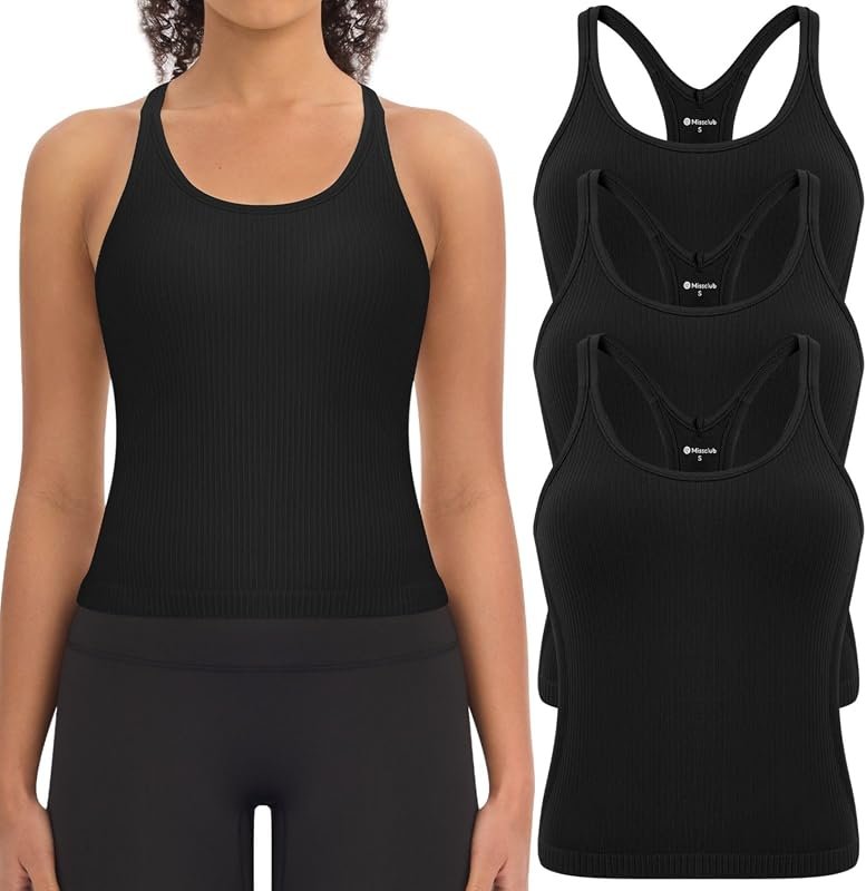 3 Pack Women’s Ribbed Crop Tank Tops