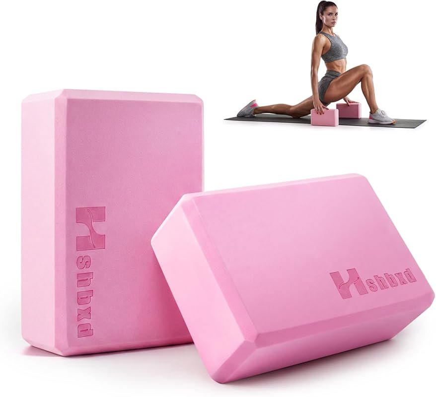 Set of 2 High-Density EVA Foam Yoga Blocks, Non-Slip Surface for Stret