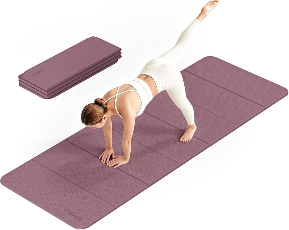 PAIDU Foldable Yoga Mat 10mm Thick 75x26 Inch Non-Slip Fitness Exercis