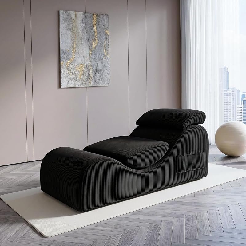 No Assembly Convertible Yoga Foam Chaise Lounge Chair with Headrest Wa