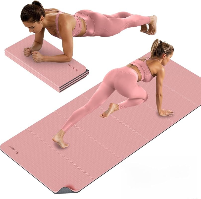 READAEER Extra Thick 10mm Foldable Yoga Mat, Non-Slip TPE, Extra Long