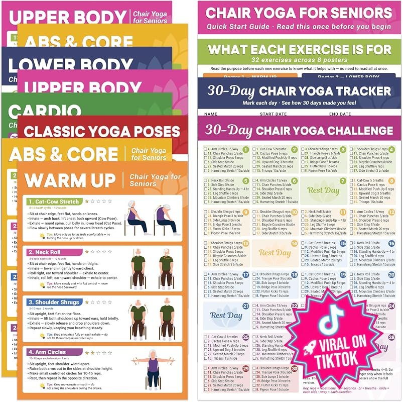 POCAZONE Chair Yoga Posters