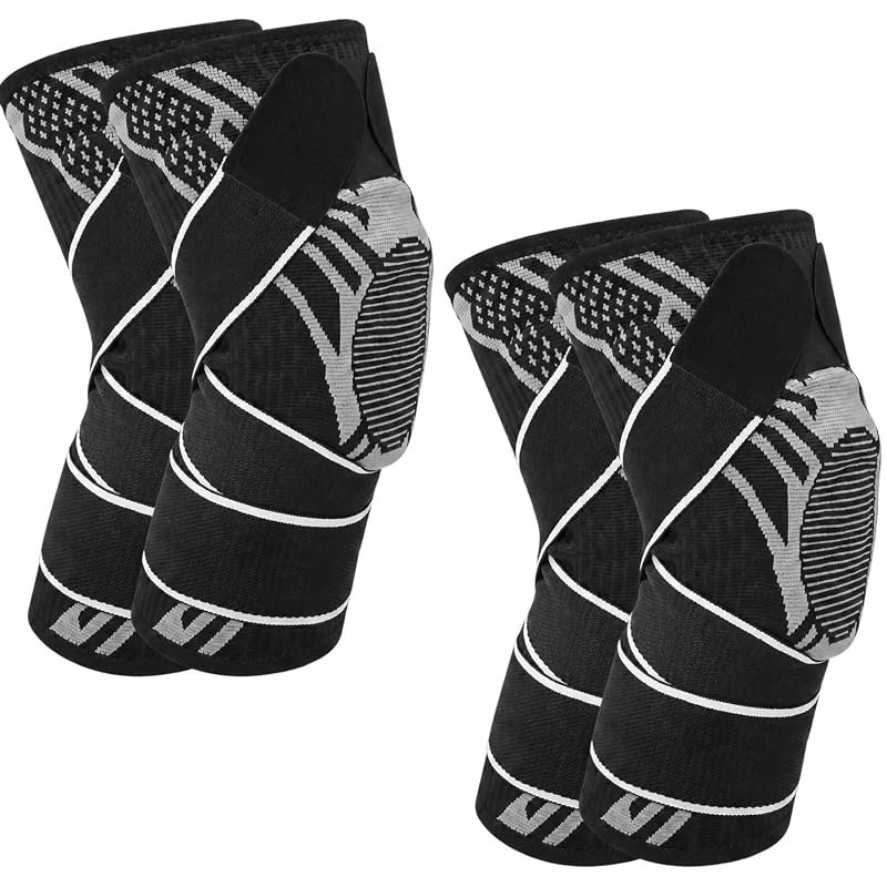 Twistover 2 Pair Bjj Knee Brace with Adjustable Straps for Men Women L