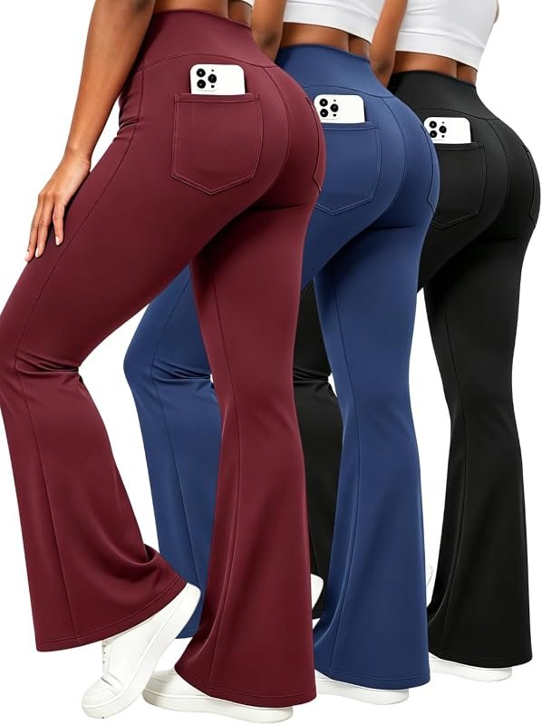 High Waisted Yoga Pants for Women with Pockets, Comfortable Flared Leg