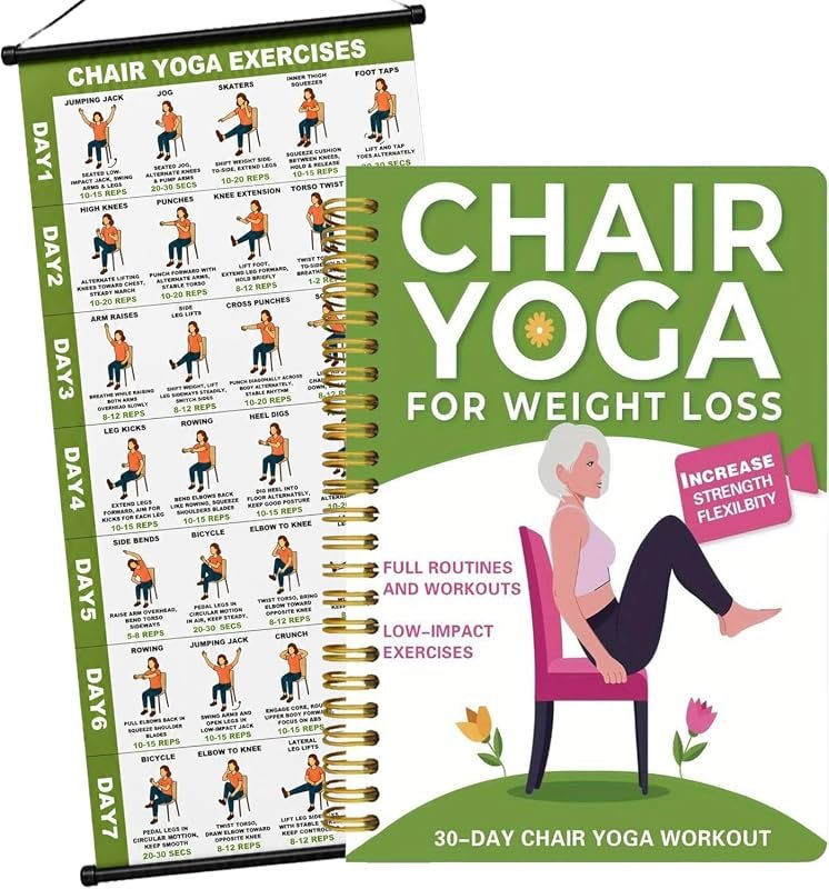 Chair Yoga Book with Large Wall Chart Designed Specifically for Active
